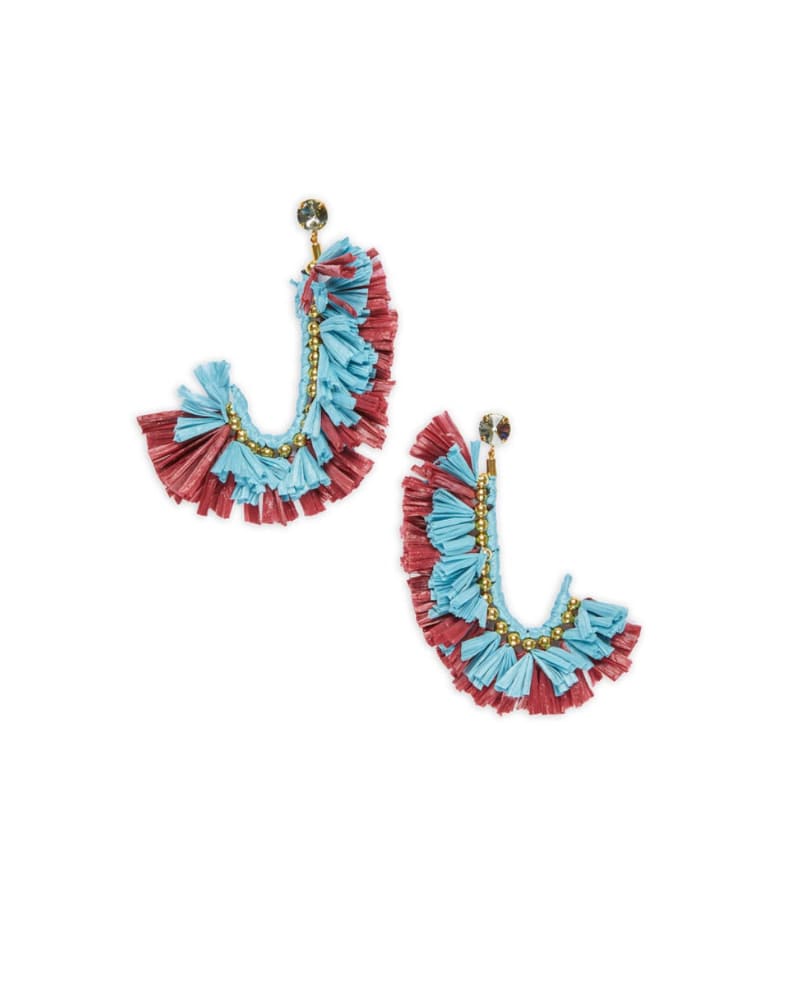 Front of a model wearing a size O/S Women'S J Earrings in Azzurro in Azzurro by La DOUBLEJ. | dia_product_style_image_id:346034